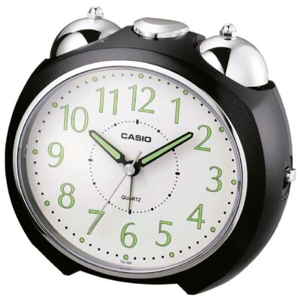 Casio TQ-369-1DF Siyah Ertelemeli Bell Alarmlı Işıklı Fosforlu Analog Masa Saati