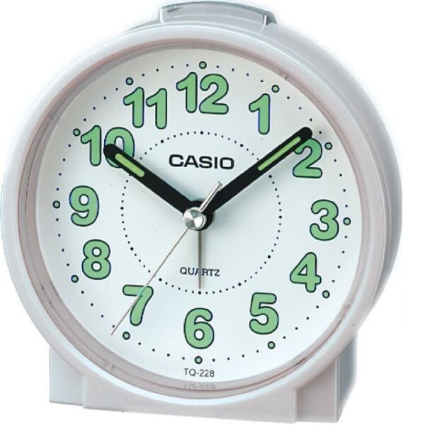 Casio TQ-228-7DF Beyaz Beep Alarmlı Fosforlu Masa Saati