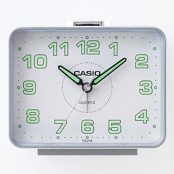 Casio TQ-218-8DF Gri Ertelemeli Beep Alarmlı Fosforlu Masa Saati