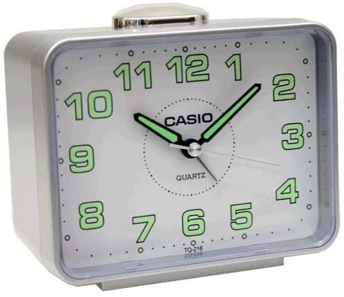 Casio TQ-218-8DF Gri Ertelemeli Beep Alarmlı Fosforlu Masa Saati