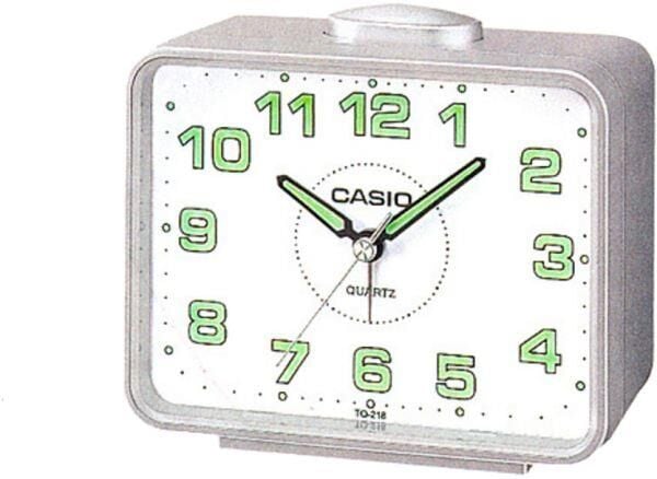 Casio TQ-218-8DF Gri Ertelemeli Beep Alarmlı Fosforlu Masa Saati