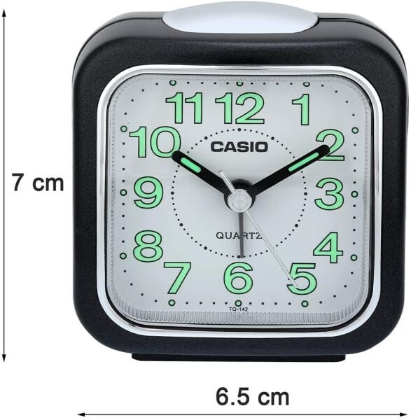 Casio TQ-142-1DF Siyah Beep Alarmlı Işıklı Fosforlu Masa Saati