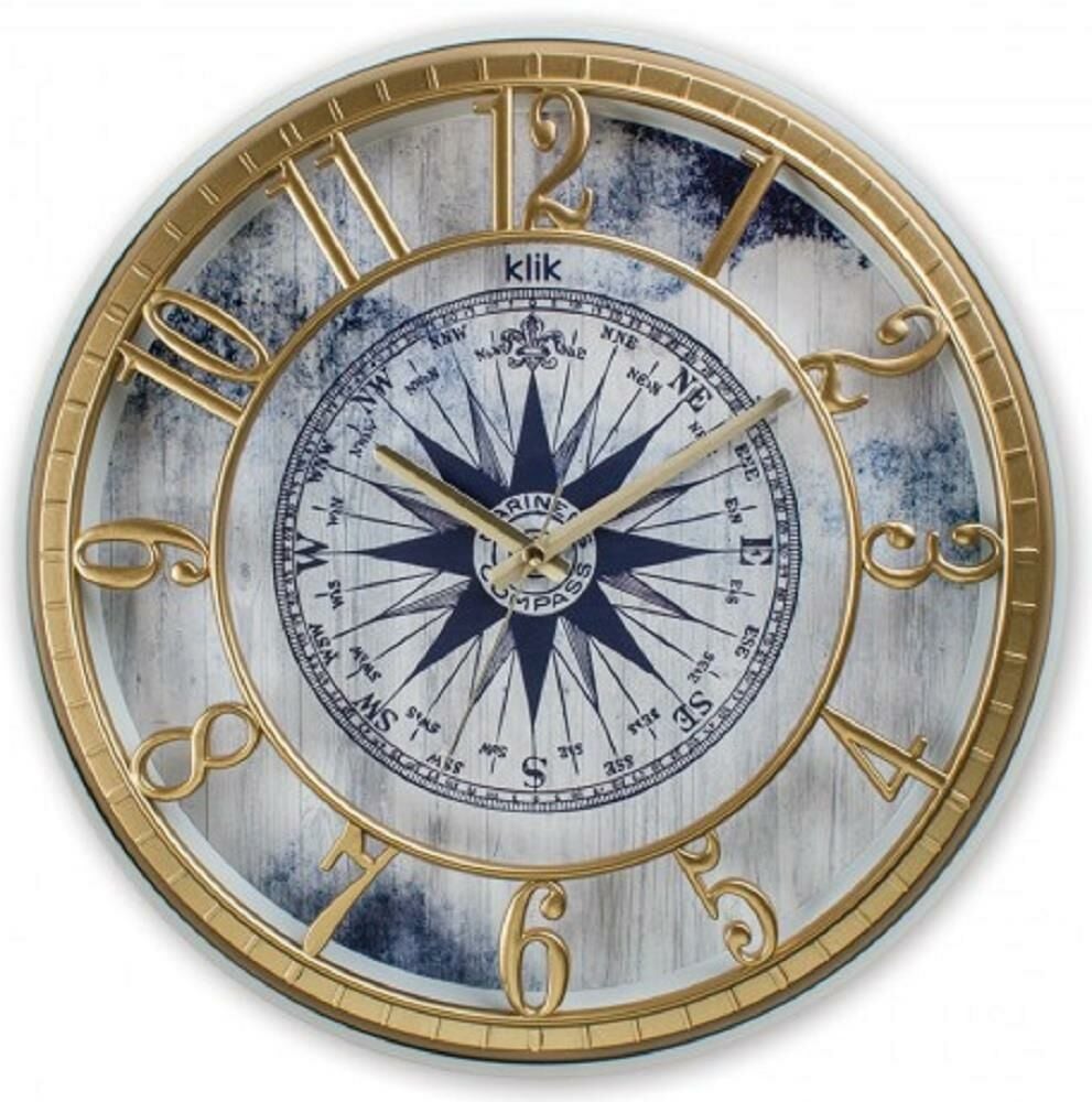 Klik Hısar-Marın Pusula Desen Ev Ofis Duvar Saati