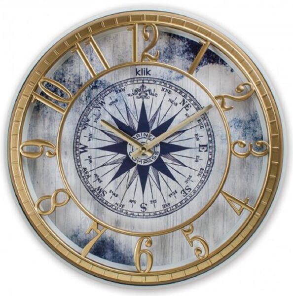 Klik Hısar-Marın Pusula Desen Ev Ofis Duvar Saati