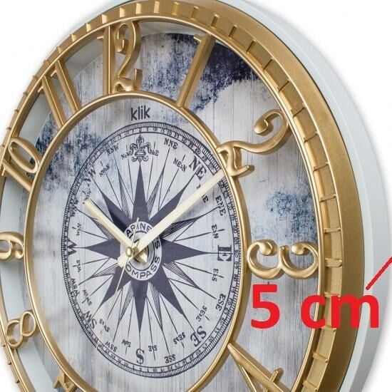 Klik Hısar-Marın Pusula Desen Ev Ofis Duvar Saati