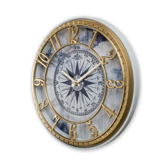 Klik Hısar-Marın Pusula Desen Ev Ofis Duvar Saati