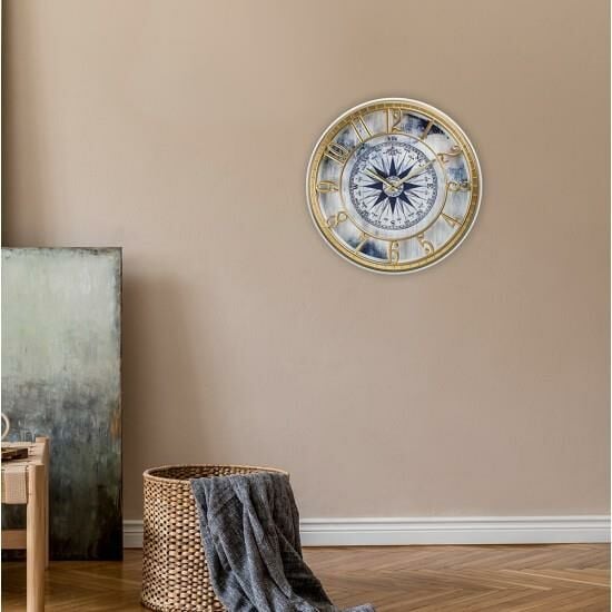 Klik Hısar-Marın Pusula Desen Ev Ofis Duvar Saati