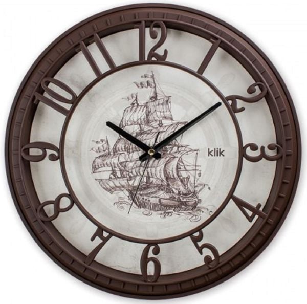 Klik Hısar-Yelken Gemi Desenli Ev Ofis Duvar Saati