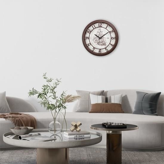 Klik Hısar-Yelken Gemi Desenli Ev Ofis Duvar Saati