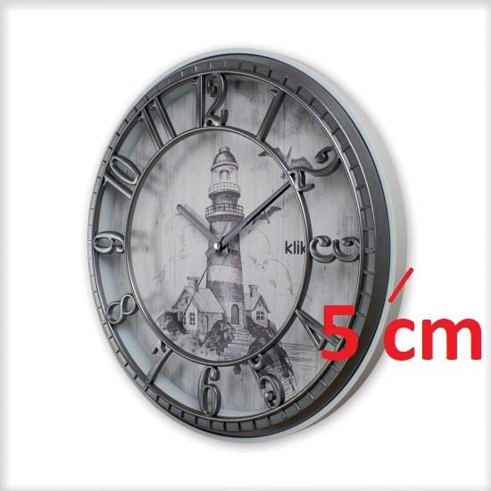 Klik Hisar Deniz Feneri Desenli 40 CM Çap Ev Ofis Sessiz Duvar Saati