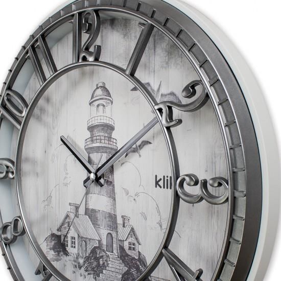 Klik Hisar Deniz Feneri Desenli 40 CM Çap Ev Ofis Sessiz Duvar Saati