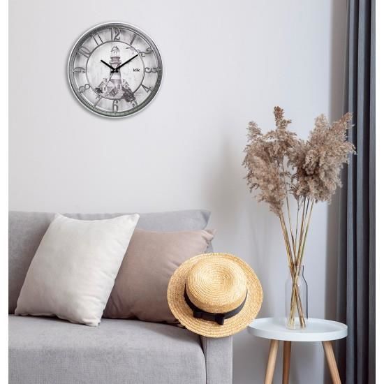 Klik Hisar Deniz Feneri Desenli 40 CM Çap Ev Ofis Sessiz Duvar Saati