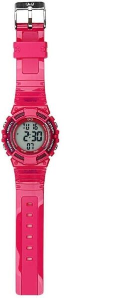 Q&Q M138J003Y 3-9 Yaş Pembe Renkli 10 Atm Alarmlı Işıklı Kronometreli Dijital Su Geçirmez Çocuk Kol Saati
