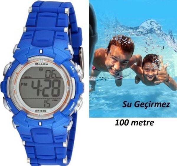 Jaga JL-M1199-OEBE-640031 7-12 Yaş Alarm Kronometre Aydınlatmalı Çocuk Kol Saati