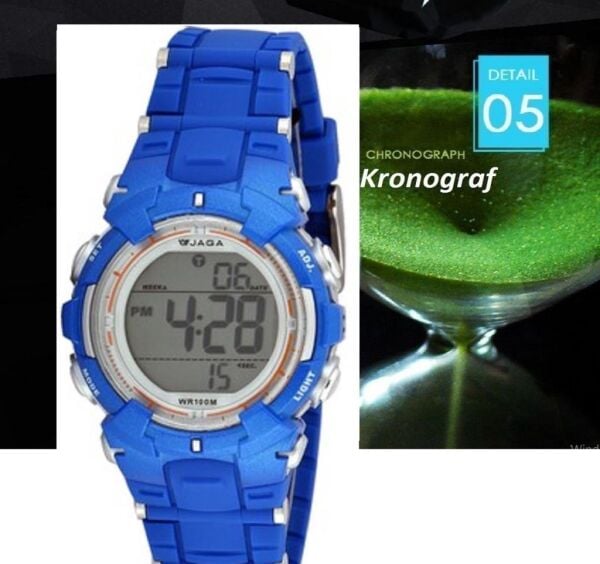 Jaga JL-M1199-OEBE-640031 7-12 Yaş Alarm Kronometre Aydınlatmalı Çocuk Kol Saati