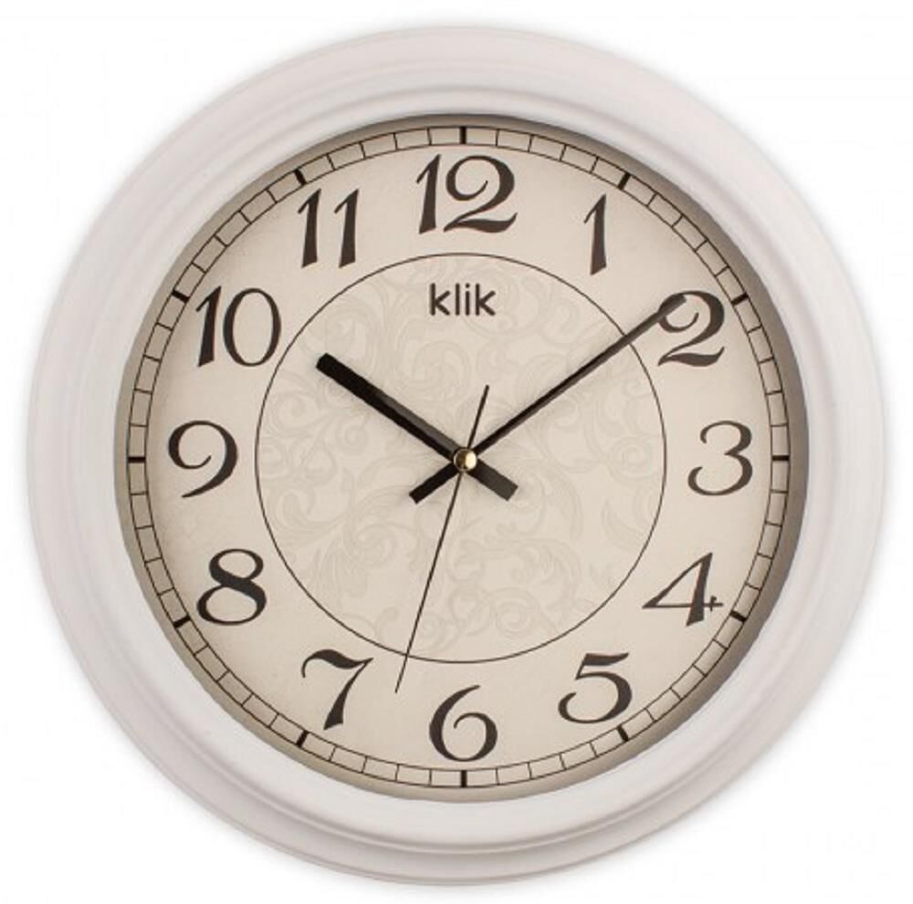 Klik Alfa Plastik Kasa Beyaz Renkli 31 cm Çaplı Modern Sessiz Saniye Mekanizmalı Duvar Saati