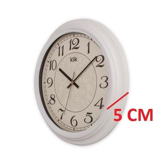 Klik Alfa Plastik Kasa Beyaz Renkli 31 cm Çaplı Modern Sessiz Saniye Mekanizmalı Duvar Saati