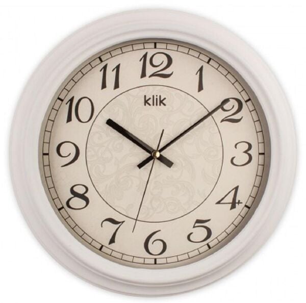 Klik Alfa Plastik Kasa Beyaz Renkli 31 cm Çaplı Modern Sessiz Saniye Mekanizmalı Duvar Saati