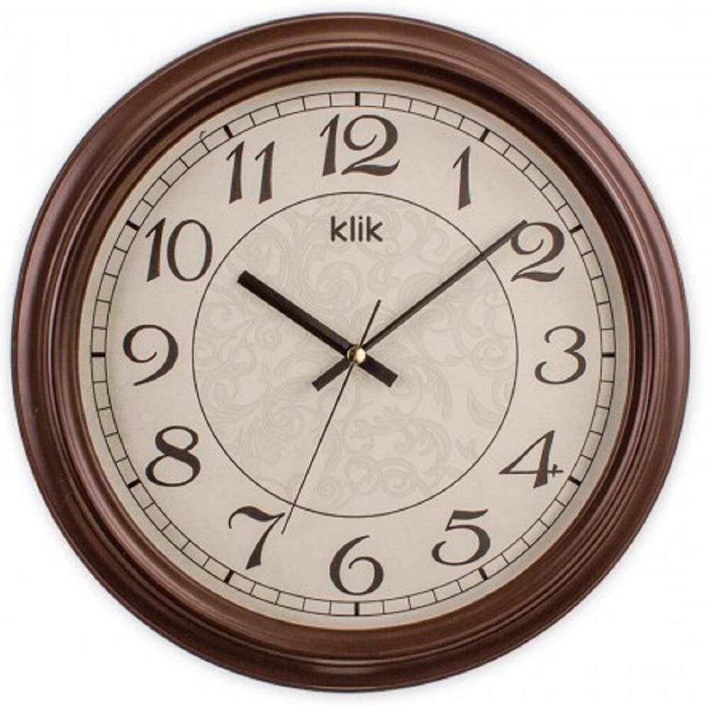 Klik Alfa Plastik Kasa Kahverengi Renkli 31 cm Çaplı Modern Sessiz Saniye Mekanizmalı Duvar Saati