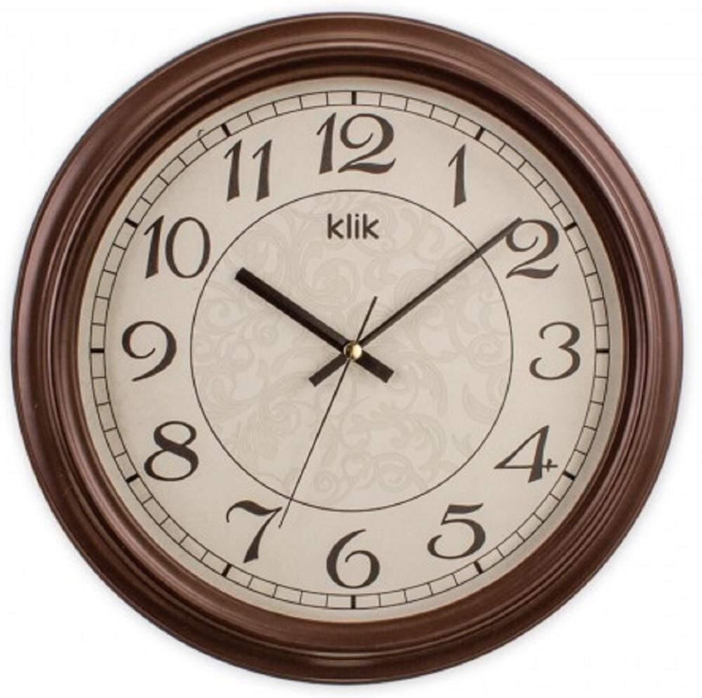 Klik Alfa Plastik Kasa Kahverengi Renkli 31 cm Çaplı Modern Sessiz Saniye Mekanizmalı Duvar Saati
