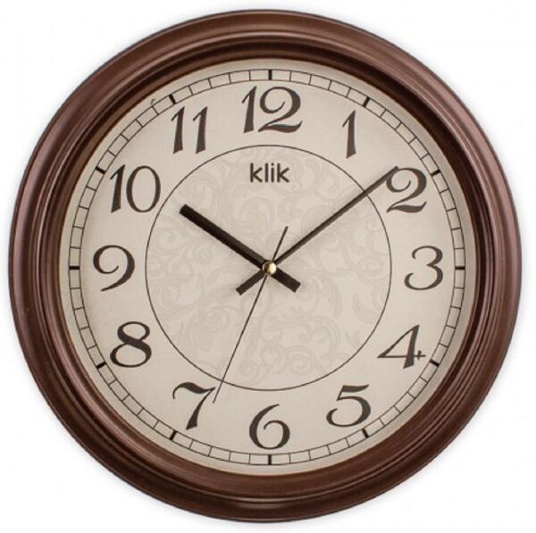 Klik Alfa Plastik Kasa Kahverengi Renkli 31 cm Çaplı Modern Sessiz Saniye Mekanizmalı Duvar Saati