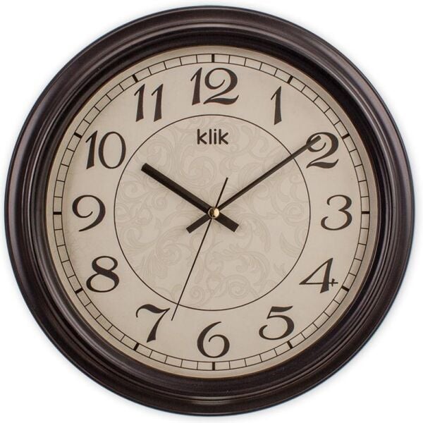 Klik Alfa Plastik Kasa Siyah Renkli 31 cm Çaplı Modern Sessiz Saniye Mekanizmalı Duvar Saati