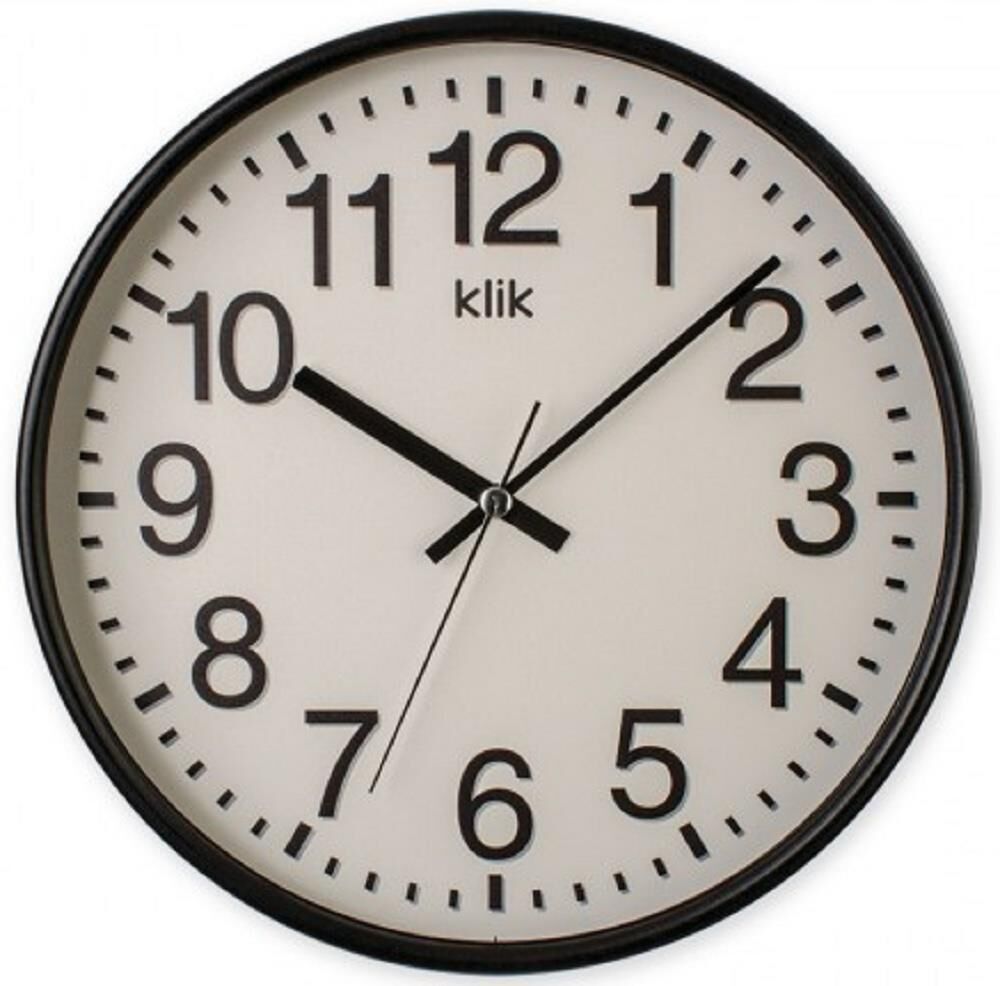 Klik Venüs Plastik Kasa Siyah Renkli 27 cm Çaplı Modern Sessiz Saniye Mekanizmalı Duvar Saati