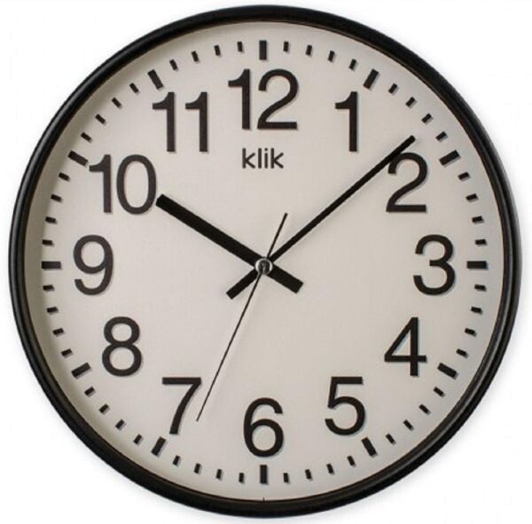 Klik Venüs Plastik Kasa Siyah Renkli 27 cm Çaplı Modern Sessiz Saniye Mekanizmalı Duvar Saati