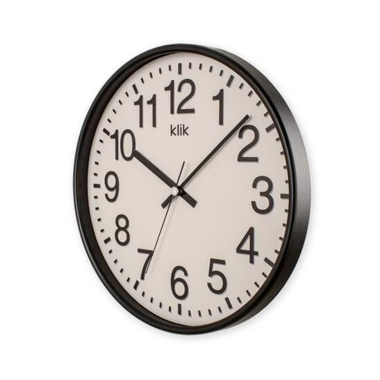 Klik Venüs Plastik Kasa Siyah Renkli 27 cm Çaplı Modern Sessiz Saniye Mekanizmalı Duvar Saati