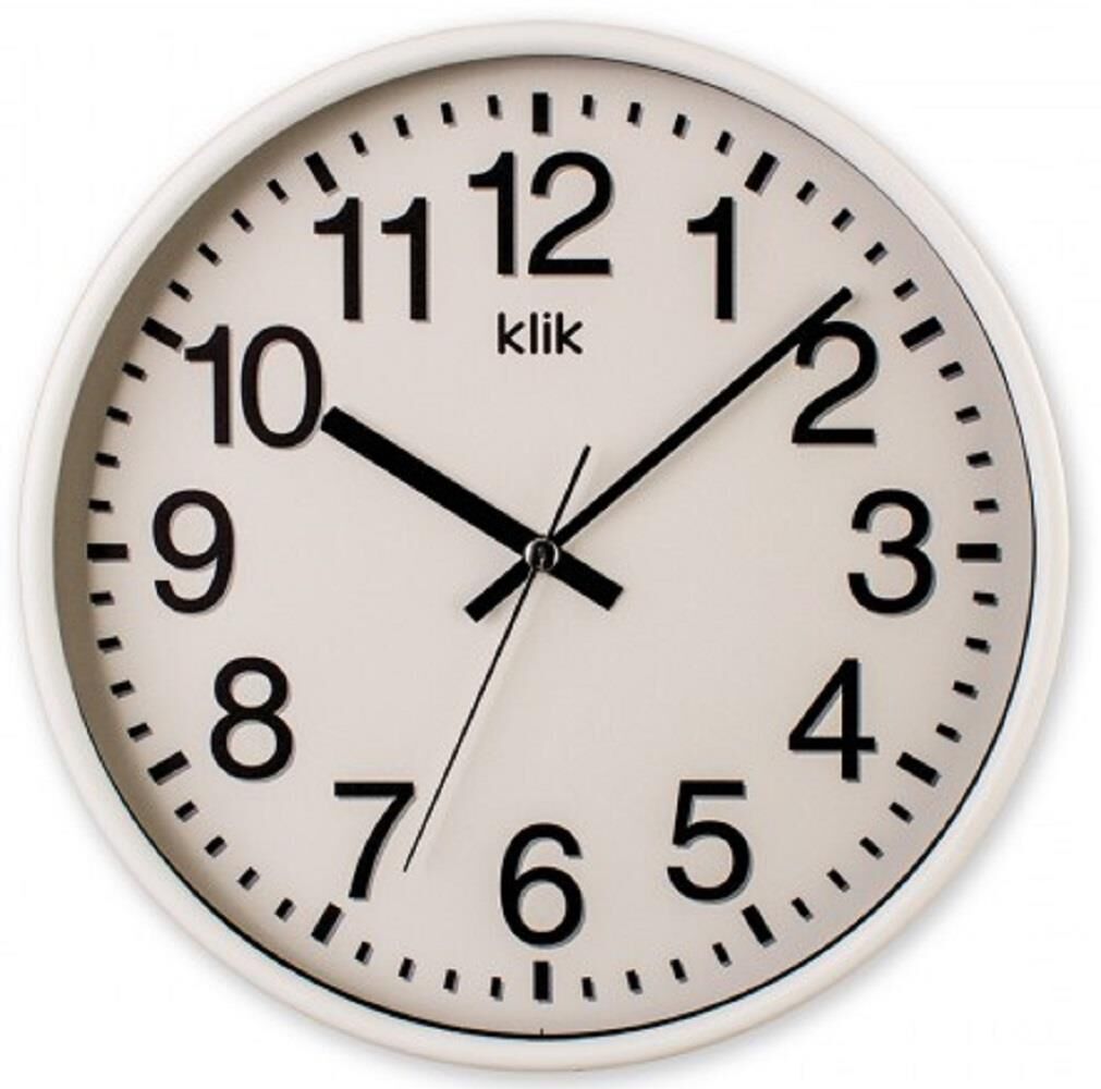 Klik Venüs Plastik Kasa Beyaz Renkli 27 cm Çaplı Modern Sessiz Saniye Mekanizmalı Duvar Saati