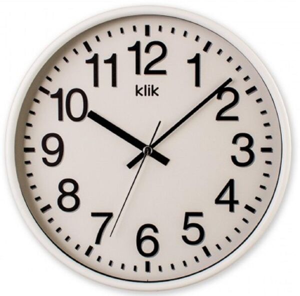 Klik Venüs Plastik Kasa Beyaz Renkli 27 cm Çaplı Modern Sessiz Saniye Mekanizmalı Duvar Saati