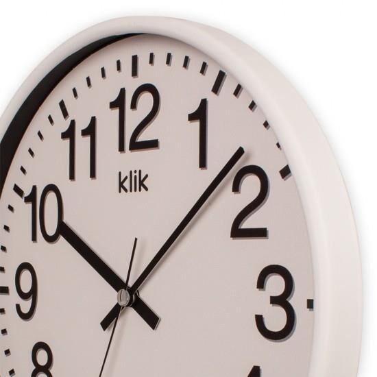 Klik Venüs Plastik Kasa Beyaz Renkli 27 cm Çaplı Modern Sessiz Saniye Mekanizmalı Duvar Saati