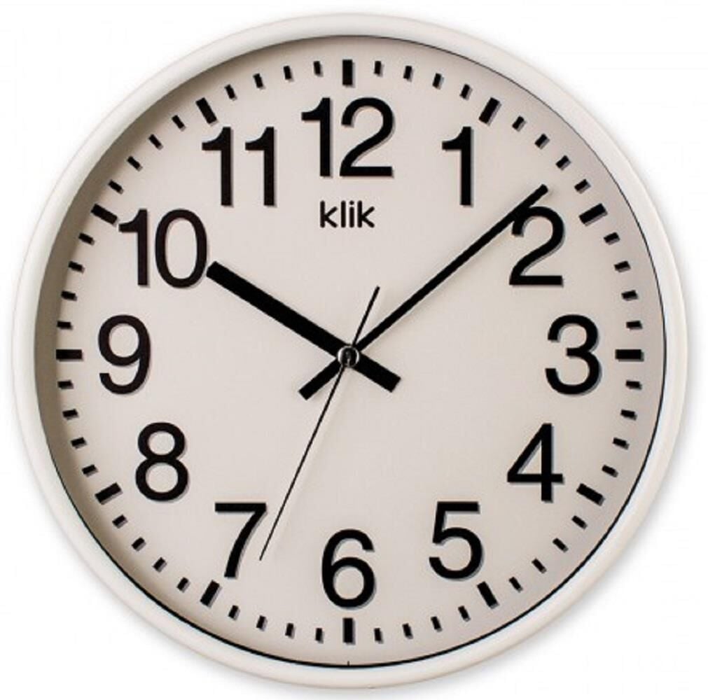 Klik Venüs Plastik Kasa Beyaz Renkli 27 cm Çaplı Modern Sessiz Saniye Mekanizmalı Duvar Saati