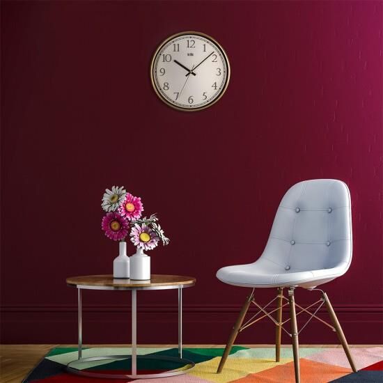 Klik Slim Plastik Kasa Gold Renkli 30.5 cm Çaplı Modern Sessiz Saniye Mekanizmalı Duvar Saati