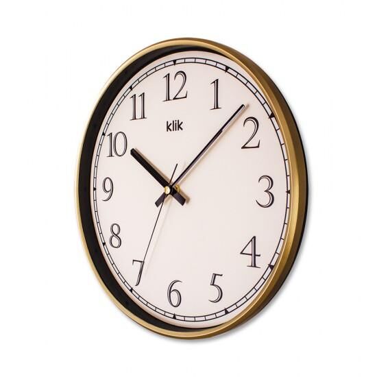 Klik Slim Plastik Kasa Gold Renkli 30.5 cm Çaplı Modern Sessiz Saniye Mekanizmalı Duvar Saati