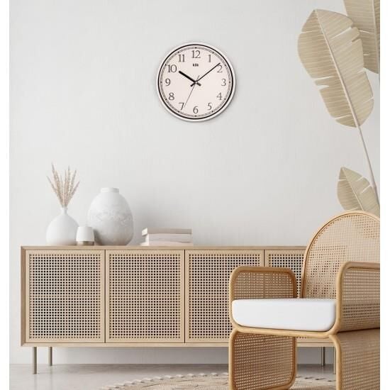 Klik Slim Plastik Kasa Beyaz Renkli 30.5 cm Çaplı Modern Sessiz Saniye Mekanizmalı Duvar Saati