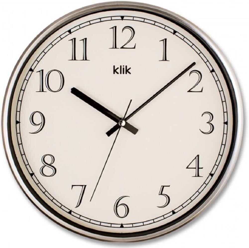 Klik Slim Plastik Kasa Metalik Renkli 30.5 cm Çaplı Modern Sessiz Saniye Mekanizmalı Duvar Saati