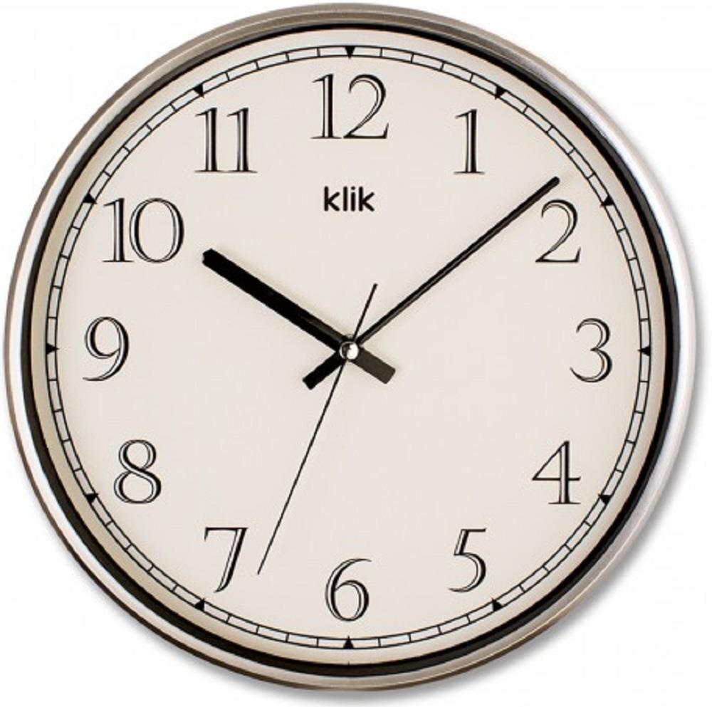Klik Slim Plastik Kasa Metalik Renkli 30.5 cm Çaplı Modern Sessiz Saniye Mekanizmalı Duvar Saati