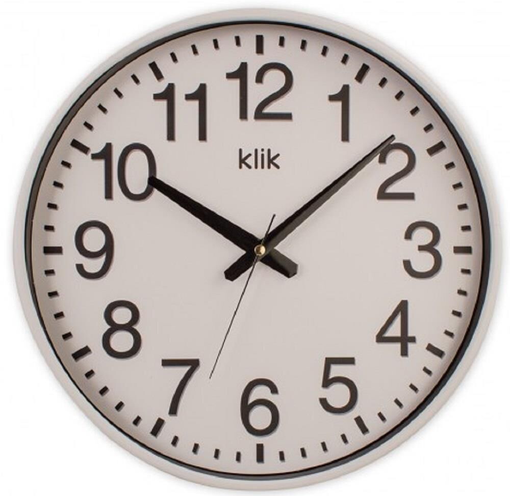 Klik Simplex Plastik Kasa Beyaz Renkli 37.5 cm Çaplı Modern Sessiz Saniye Mekanizmalı Duvar Saati