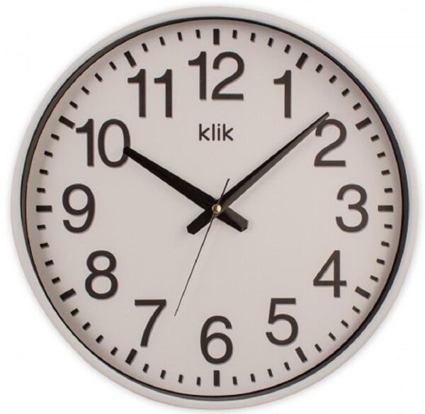 Klik Simplex Plastik Kasa Beyaz Renkli 37.5 cm Çaplı Modern Sessiz Saniye Mekanizmalı Duvar Saati