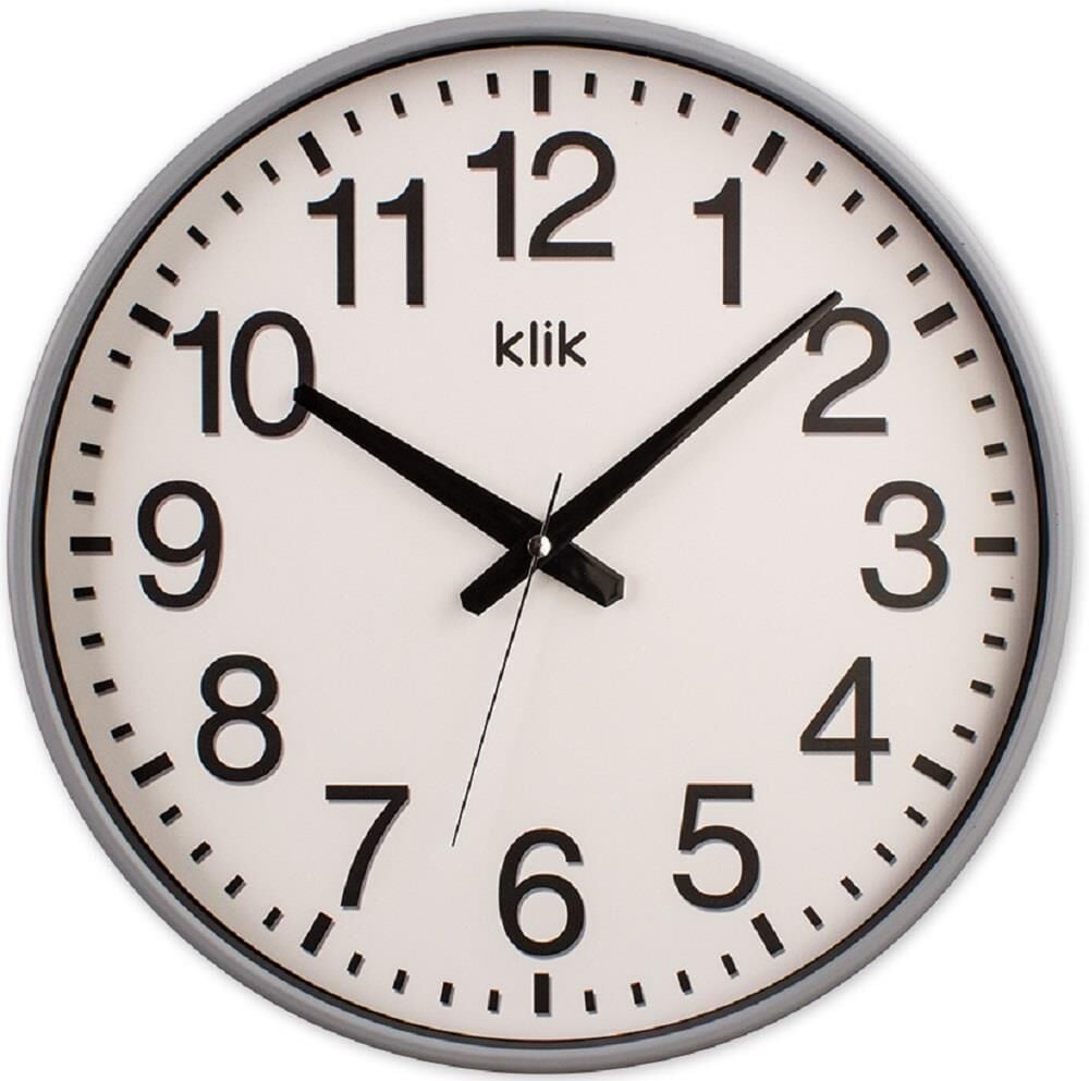 Klik Simplex Plastik Kasa Gri Renkli 37.5 cm Çaplı Modern Sessiz Saniye Mekanizmalı Duvar Saati