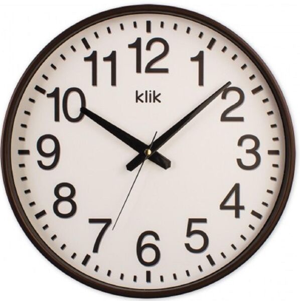 Klik Simplex Plastik Kasa Kahverengi Renkli 37.5 cm Çaplı Modern Sessiz Saniye Mekanizmalı Duvar Saati