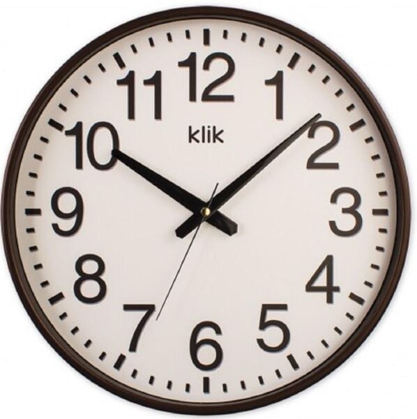 Klik Simplex Plastik Kasa Kahverengi Renkli 37.5 cm Çaplı Modern Sessiz Saniye Mekanizmalı Duvar Saati