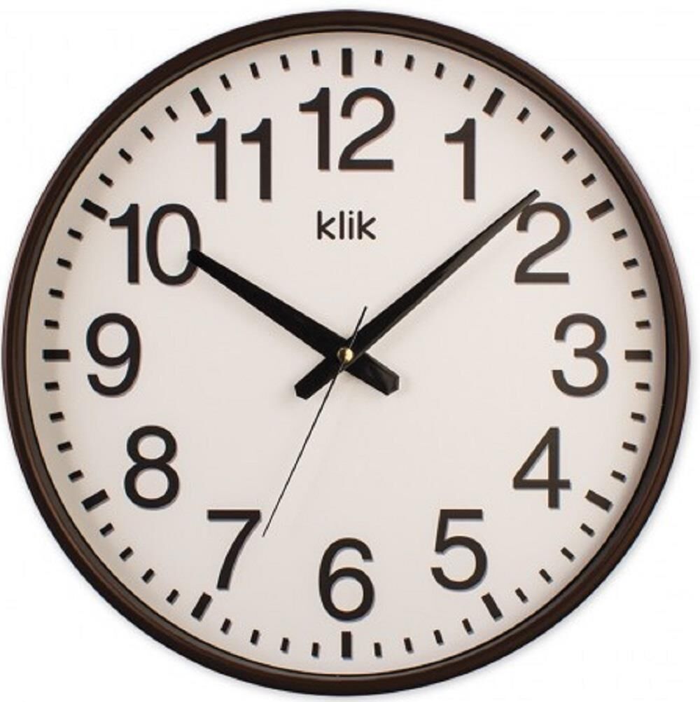 Klik Simplex Plastik Kasa Kahverengi Renkli 37.5 cm Çaplı Modern Sessiz Saniye Mekanizmalı Duvar Saati