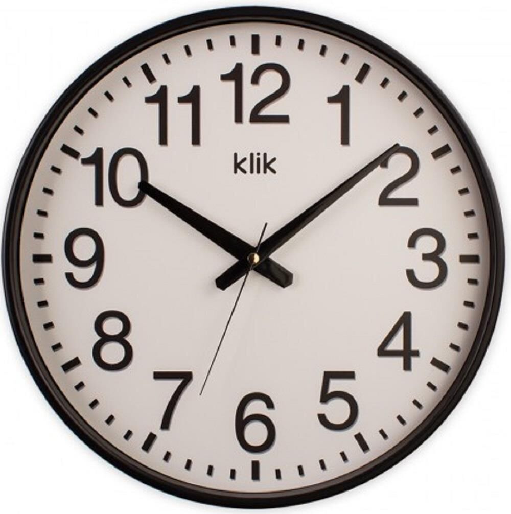 Klik Simplex Plastik Kasa Siyah Renkli 37.5 cm Çaplı Modern Sessiz Saniye Mekanizmalı Duvar Saati