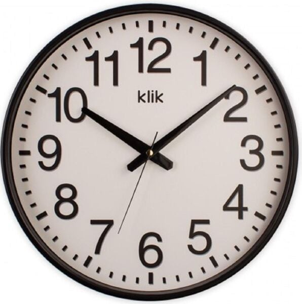 Klik Simplex Plastik Kasa Siyah Renkli 37.5 cm Çaplı Modern Sessiz Saniye Mekanizmalı Duvar Saati