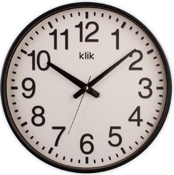 Klik Simplex Plastik Kasa Siyah Renkli 37.5 cm Çaplı Modern Sessiz Saniye Mekanizmalı Duvar Saati