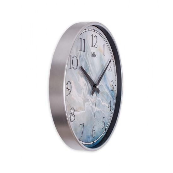 Klik Simplex S2 Urla Mermeri Plastik Kasa Metalik Renkli 37.5 cm Çaplı Modern Sessiz Saniye Mekanizmalı Duvar Saati