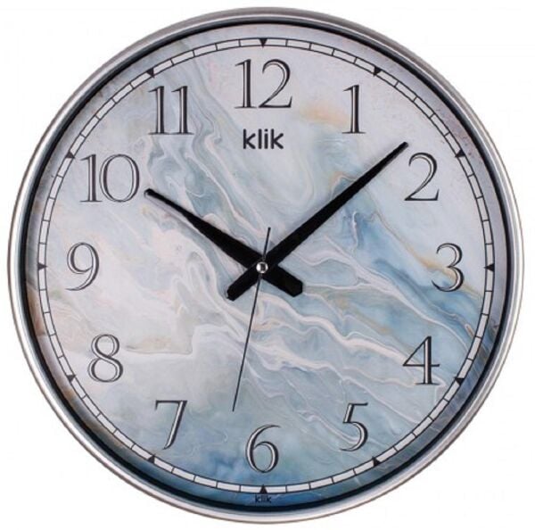 Klik Simplex S2 Urla Mermeri Plastik Kasa Metalik Renkli 37.5 cm Çaplı Modern Sessiz Saniye Mekanizmalı Duvar Saati