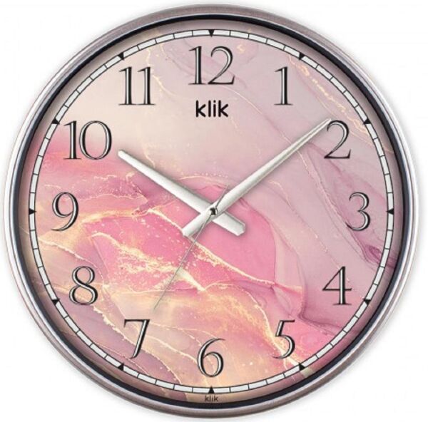 Klik Sımplex S3 Isparta Mermeri Plastik Kasa Metalik Renkli 37.5 cm Çaplı Modern Sessiz Saniye Mekanizmalı Duvar Saati